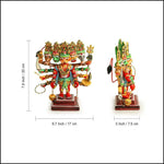 8 Inches Wooden Panchmukhi Hanuman - Green Ninja