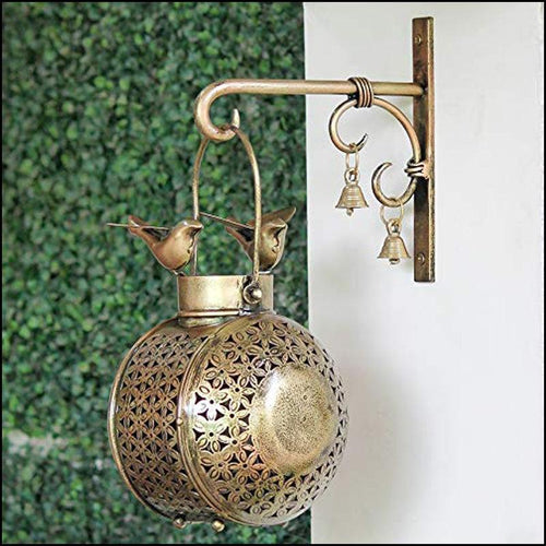 Antique Iron Bird Lantern with Bells Garden Decor - Green Ninja