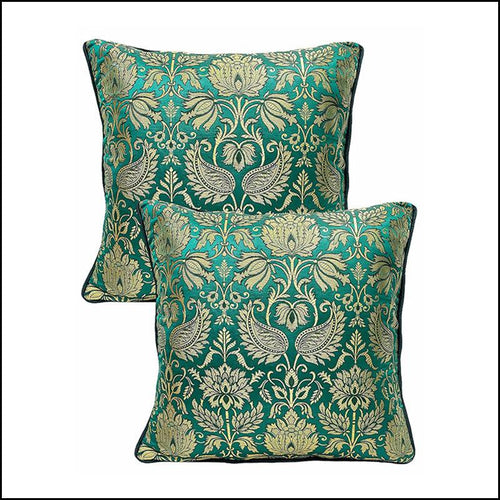 Banarasi Brocade Green Cushion Covers - Green Ninja