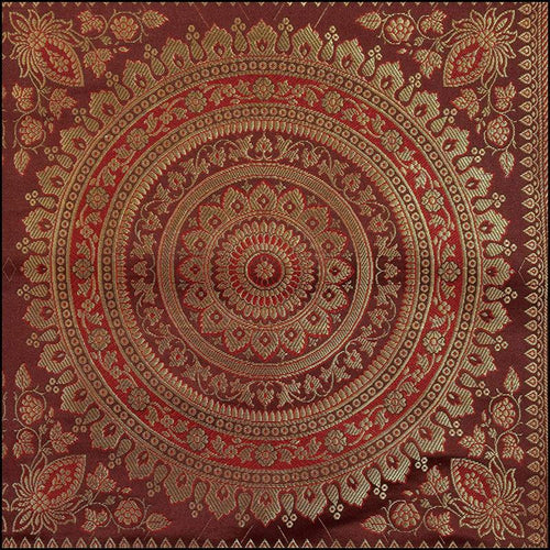 Banarasi Polyester Silk Brown Mandala Table Runner - Green Ninja