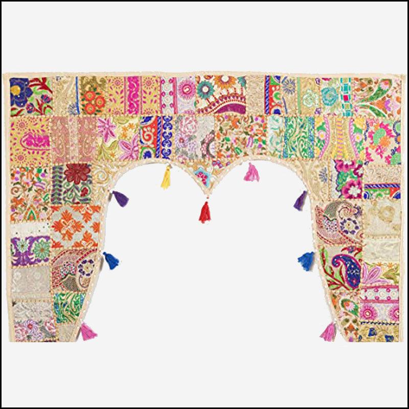 Beige Khambadiya Patchwork Toran - Green Ninja