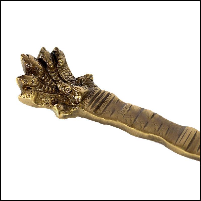 Brass Panchmukhi Sheshnaag Puja Diya - Green Ninja