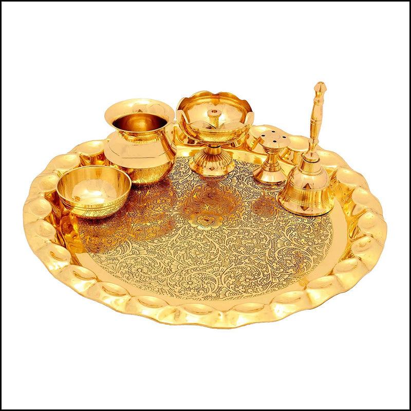 Brass Puja Thali Set - Green Ninja