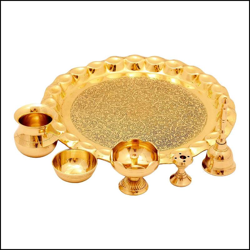 Brass Puja Thali Set - Green Ninja