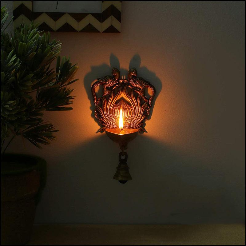 Brass Twin Parrot Wall Decor Lamp - Green Ninja