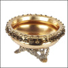 Brass Urli Bowl with Ghungroo on Ethnic Carved Legs - Green Ninja