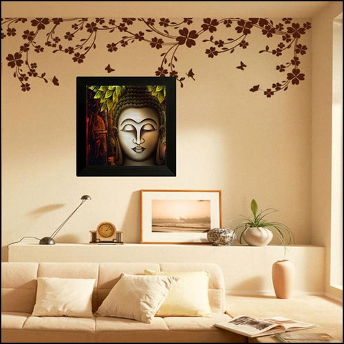 Buddha UV Coated Framed Painting - Green Ninja