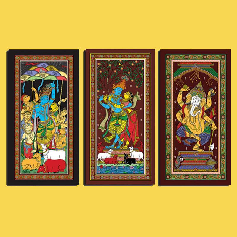 Canvas Pattachitra Wall Painting - Green Ninja
