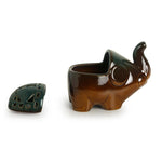 Ceramic Elephant Shaped Tea-Light Holder - Green Ninja