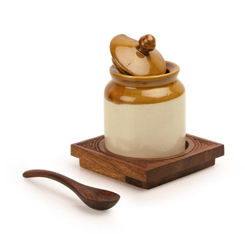 Ceramic Jar With Hand Carved Tray - COMING SOON - Green Ninja