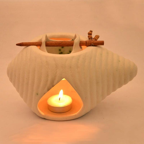 Ceramic Oil Burner In White - Green Ninja