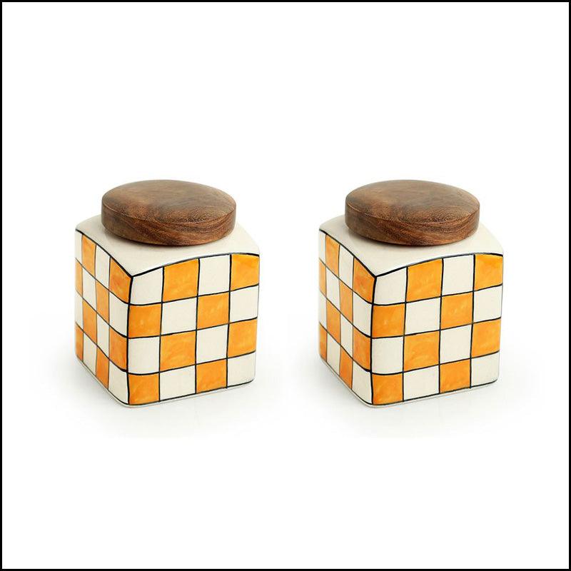 Chess Design Set of 2 Jars - Green Ninja