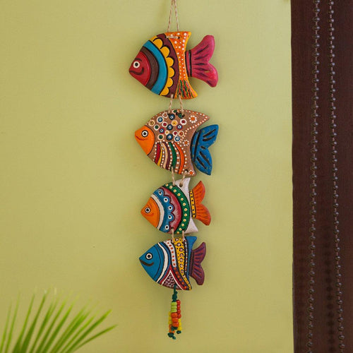 Colored Fish Family Wall Hanging - Green Ninja