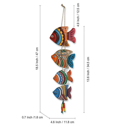 Colored Fish Family Wall Hanging - Green Ninja