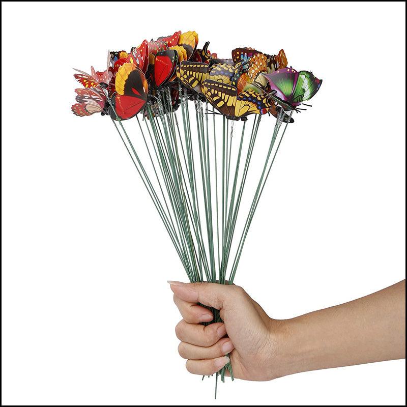 Colorful Butterflies On Stick For Garden / Balcony Ornament - Green Ninja