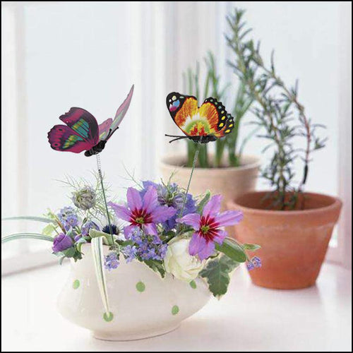 Colorful Butterflies On Stick For Garden / Balcony Ornament - Green Ninja