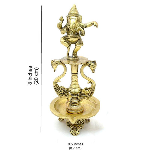 Dancing Ganesha with Swans Diya - Green Ninja