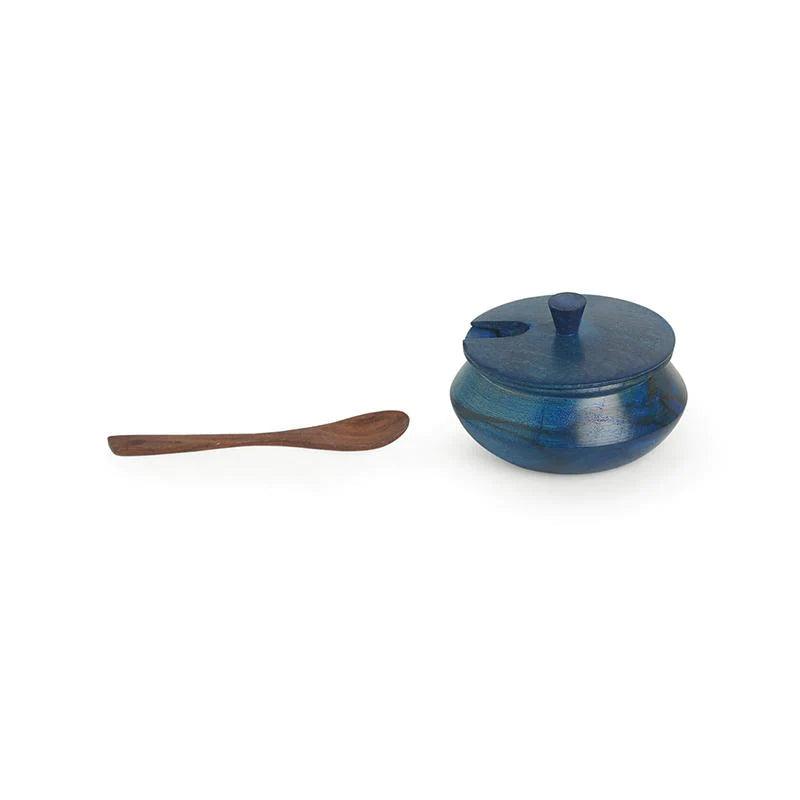 Dark Blue Jar set with Tray and Spoon - Green Ninja