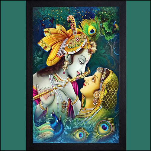 Divine Radha Krishna Mukh Painting - Green Ninja