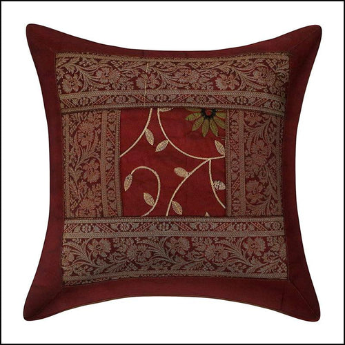 Dupion Silk with Brocade Patch Work Cushion Covers - Green Ninja