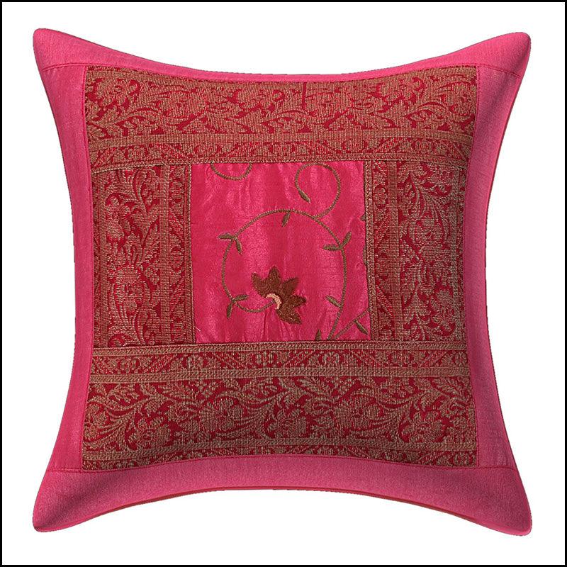 Dupion Silk with Brocade Patch Work Cushion Covers - Green Ninja