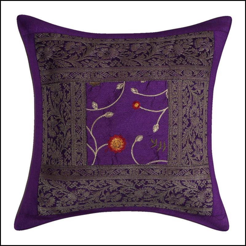 Dupion Silk with Brocade Patch Work Cushion Covers - Green Ninja