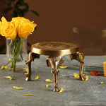 Elephant Pillars Design Brass Chowki - Green Ninja