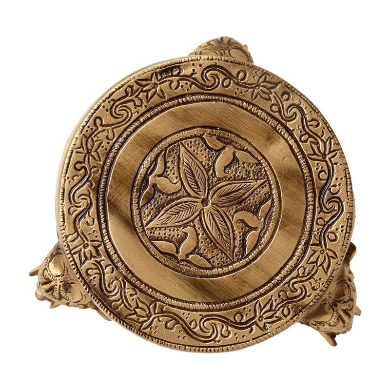 Elephant Pillars Design Brass Chowki - Green Ninja