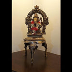 Elephant Pillars Design Brass Chowki - Green Ninja