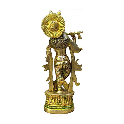 Endearing Brass Krishna Thakurji Idol - Green Ninja