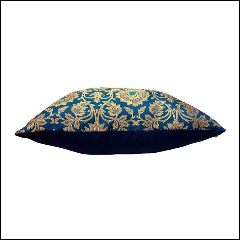 Faux Silk Brocade Teal Blue Cushion Covers - Green Ninja