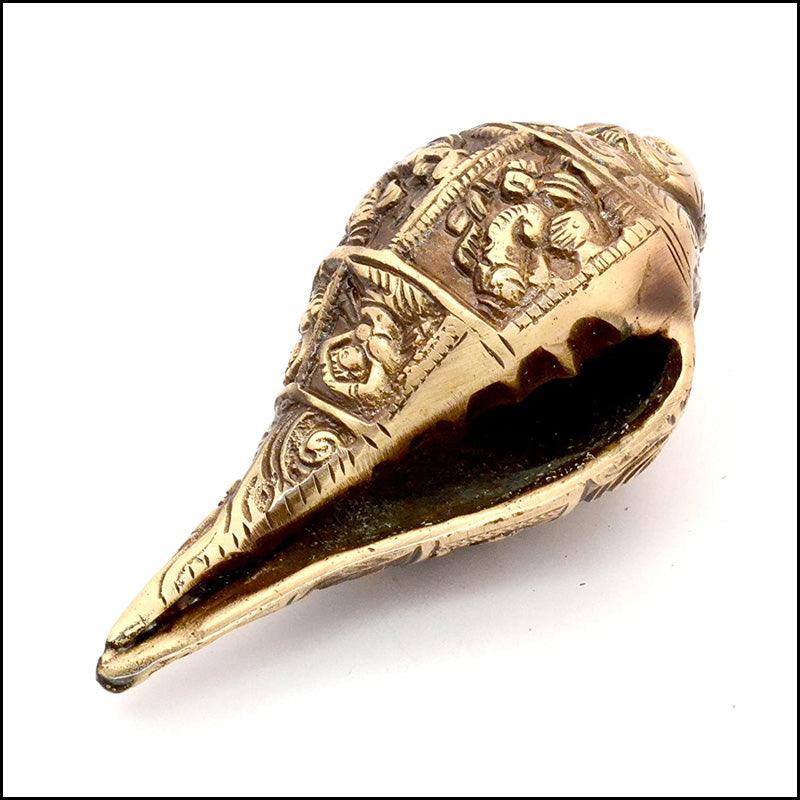 Ganesha Carving Brass Shankh Decorative - Green Ninja