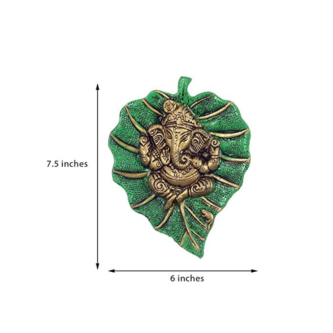 Ganesha on Leaf Wall Hanging - Green Ninja