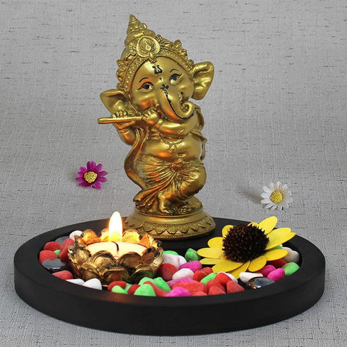 Ganesha Playing Bansuri - Green Ninja