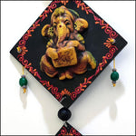 Ganesha Terracotta large Wall hanging - Green Ninja