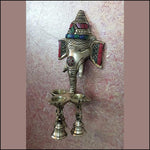 Gemstone Ganesha Wall Diya with Bells - Green Ninja