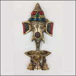Gemstone Ganesha Wall Diya with Bells - Green Ninja