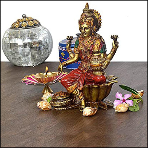 Goddess Lakshmi Poly-Resin Idol - Green Ninja