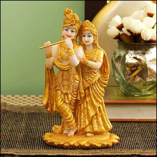 Gold Plated Radha Krishna Idol - Green Ninja