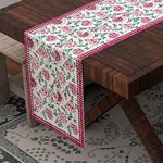Hand Block Printed Cotton Table Runner - Green Ninja