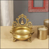 Hand-Carved Brass Urli with Small Bell - Green Ninja