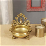 Hand-Carved Brass Urli with Small Bell - Green Ninja