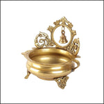 Hand-Carved Brass Urli with Small Bell - Green Ninja