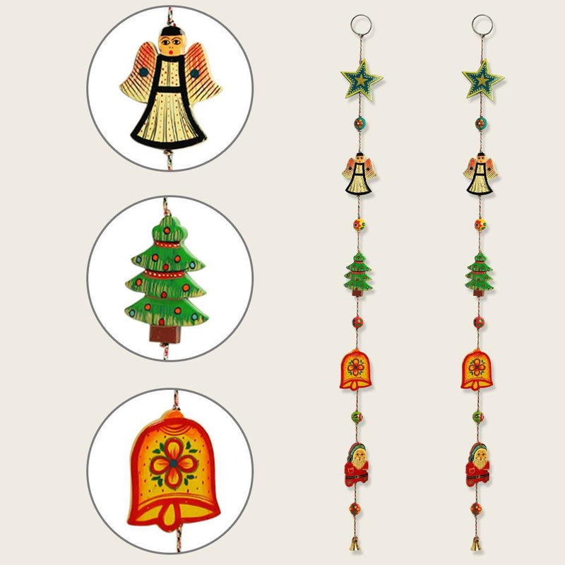 Hand-Painted Christmas Buntings In Chilbil & Gular Wood - Green Ninja