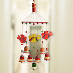 Hand-Painted Wooden Birds & Metal Bells Wind Chime - Green Ninja