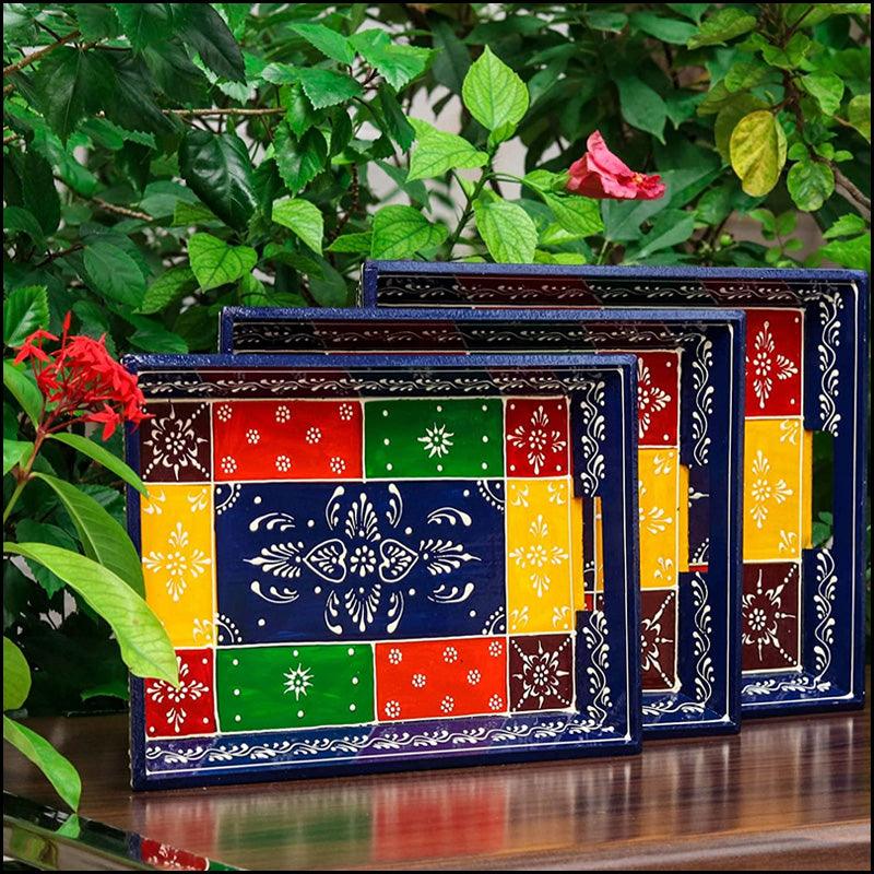 Handcrafted Multicolored Wooden Trays - Green Ninja