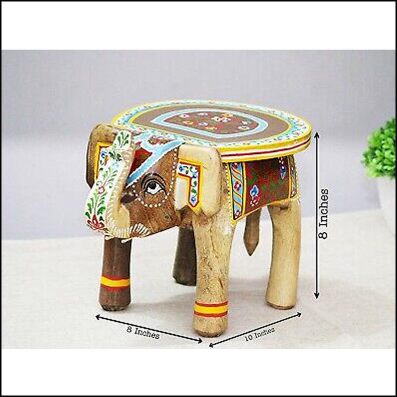 Handcrafted Wooden Elephant Stand - Green Ninja