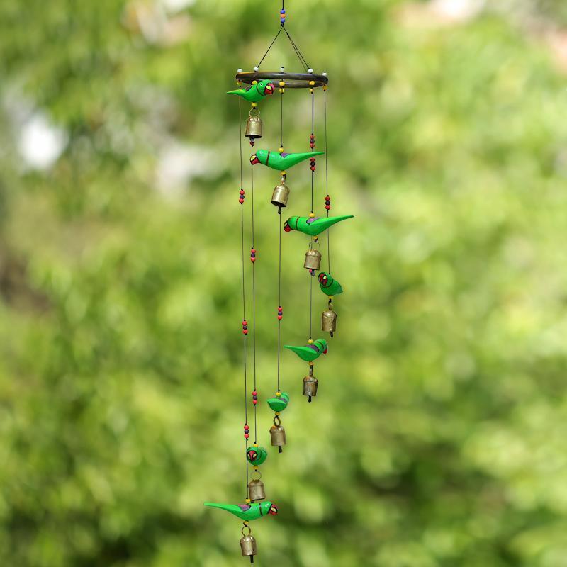 Handmade Green Parrots Wind Chime - Green Ninja
