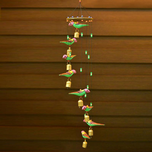 Handmade Wooden Birds Wind Chime - Green Ninja