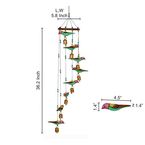 Handmade Wooden Birds Wind Chime - Green Ninja